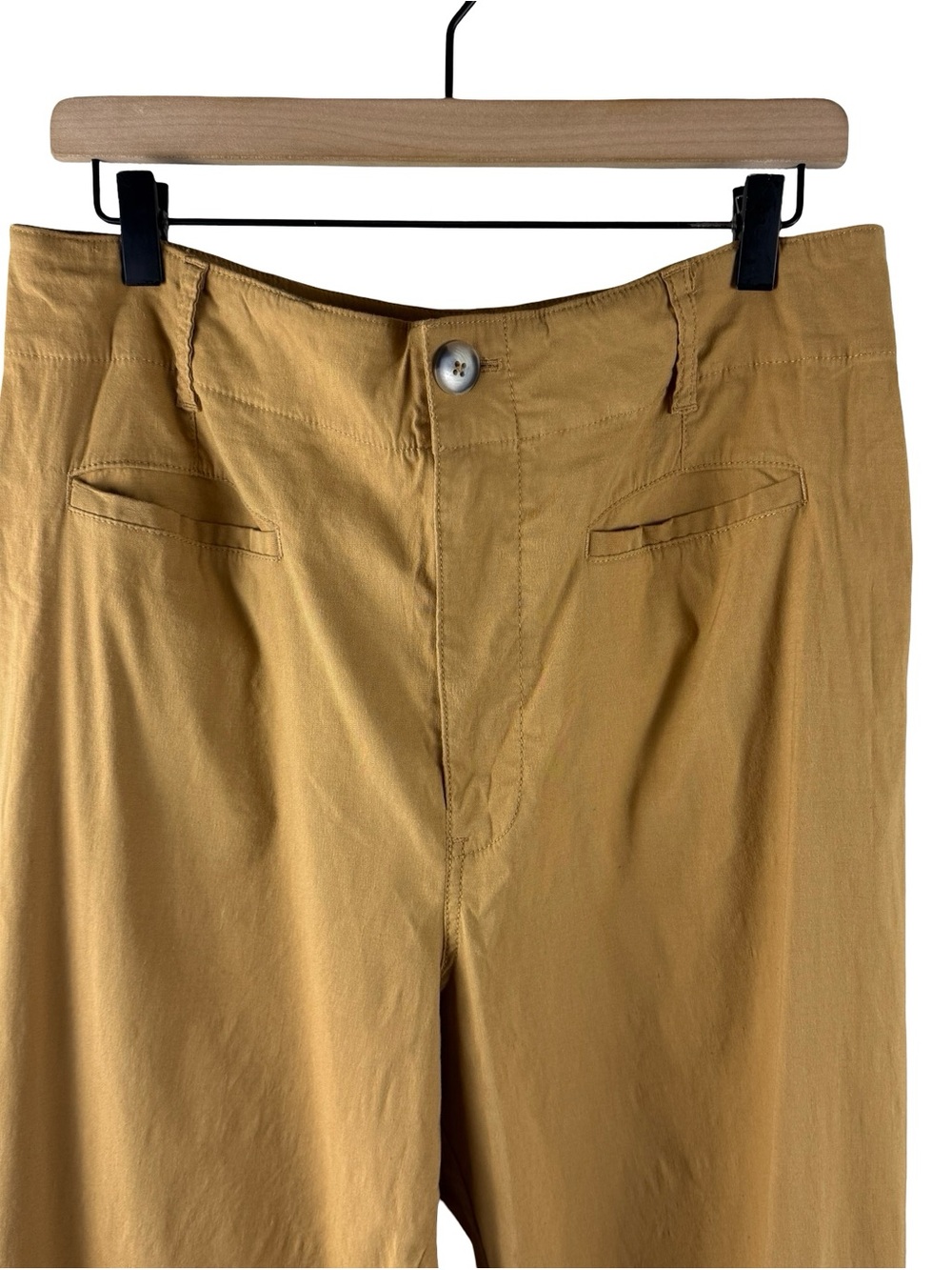 Anthropologie Maeve Colette Tan Linen Blend Wide Leg Cropped Pant Size 32 - Picture 5 of 10